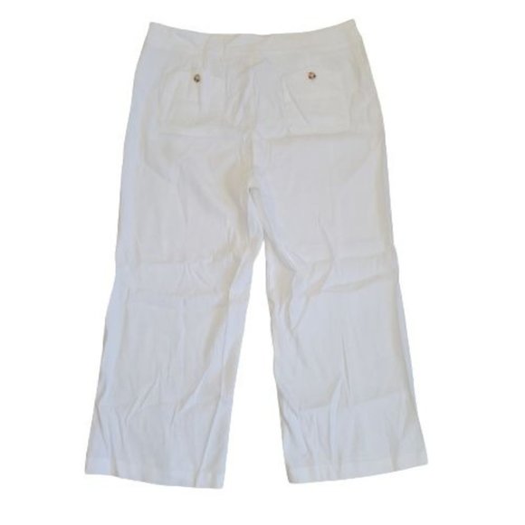 J.Jill Women's White Linen Stretch Sailor Button Wide Leg Crop Pants Size 16 NWT - Picture 5 of 15